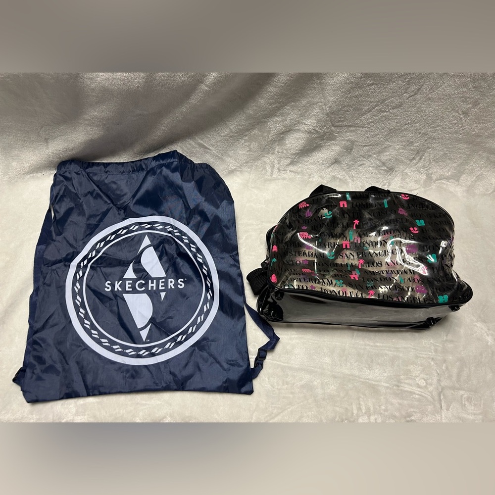 Sketcher drawstring backpack plastic clear Transparent bag purse shoulder strap